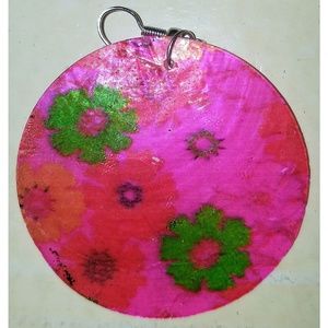 Vintage Jewelry - Fuschia Hot Pink Earrings Circle Round Dangle Boho Vintage Jewelry - Fuschia Hot Pink Earrings Circle Round Dangle Boho